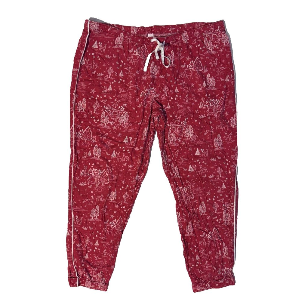 Victoria's Secret Womens Red Reindeer Christmas Pajama Lounge Pants L